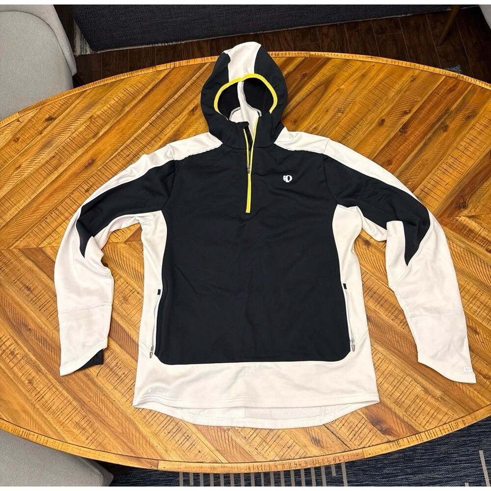 Pearl Izumi Elite Thermal Cycling Hoodie Men’s L Black White Half Zip Bike